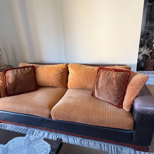Living room furniture set with three-seat sofa, two-seat sofa, stool and coffee table