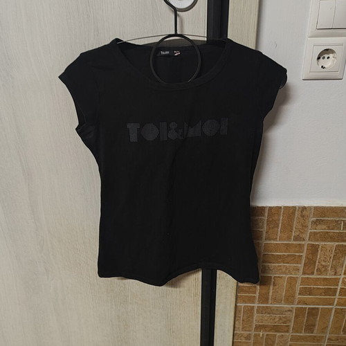 Toi&Moi black women's T-shirt with logo and short sleeves