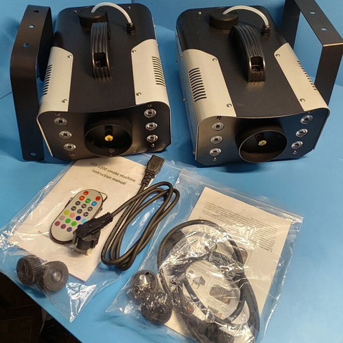 UKing 1200W RGB Smoke Machines with Remote Control, Set of 2, New
