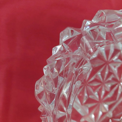 Crystal ashtray large used with embossed flower and leaf designs
