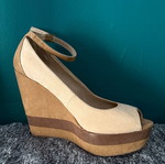 Bershka tricolor platform sandals size 39, beige and brown