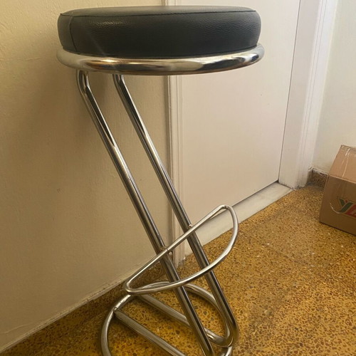 Bar stools set of 2, like new, metal and leather