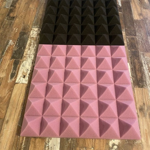 Acoustic foam pyramid panels 50 pieces, black/purple, new