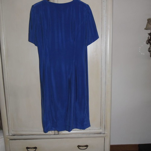 Silk dress blue royal used like new with gold buttons