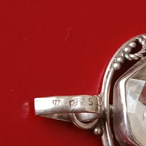Silver pendant 925 with white natural crystal like new