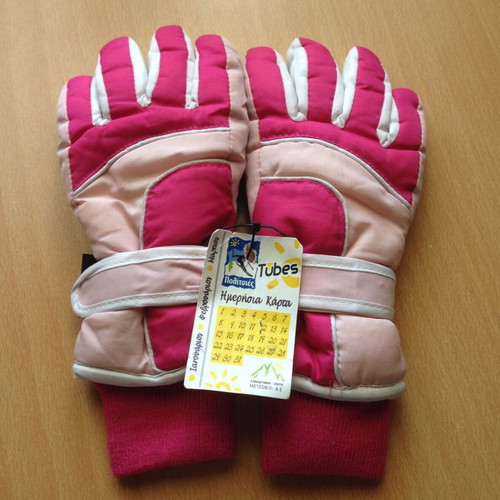 Ski gloves for girls new, white and pink