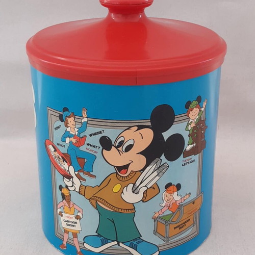 Cheingo 1970s large vintage tin cookie box Mickey Mouse used
