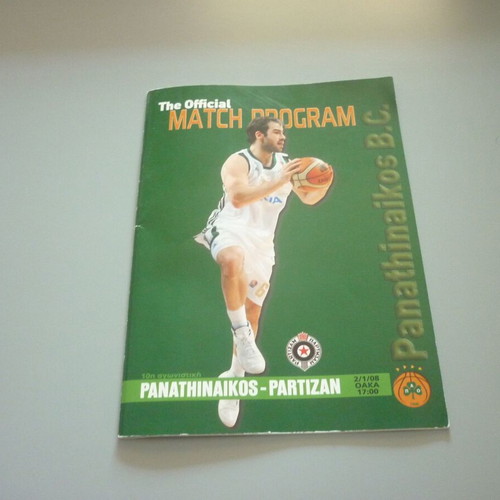Euroleague Basketball Match Programme Panathinaikos-Partizan 2/1/2008 used