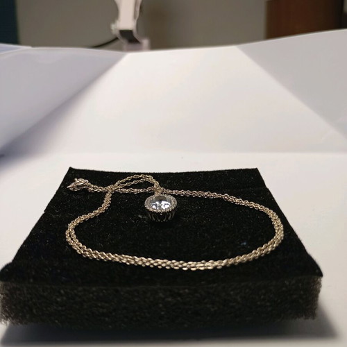 925 Necklace with White Topaz 6x8 and European Zircons new