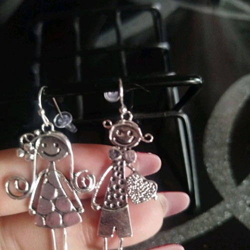 Retro Peg Accessories dangling earrings new, silver