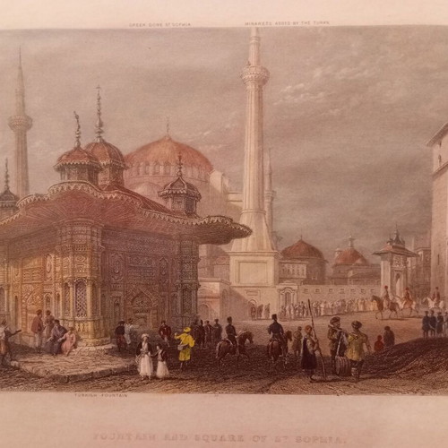 Constantinople engraving used, 1840, framed 36x29 cm