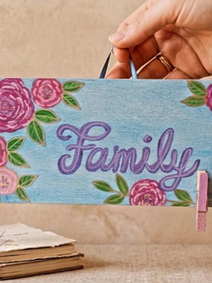 Decorative Wooden Hanging Sign with Clips for Notes and Napkins