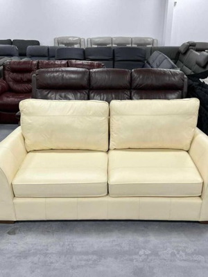 Cream leather two-seater sofa new, 100% genuine leather