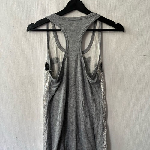 Queguapa top with strass size M like new, grey silver