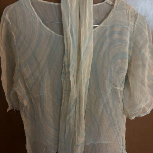 Women's blouse used, transparent with scarf, multicolor size M