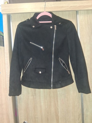 Black velvet fabric jacket, XS
