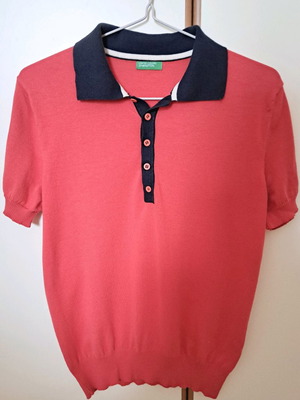 Polo t shirt man used, size S, United colors of benetton pink