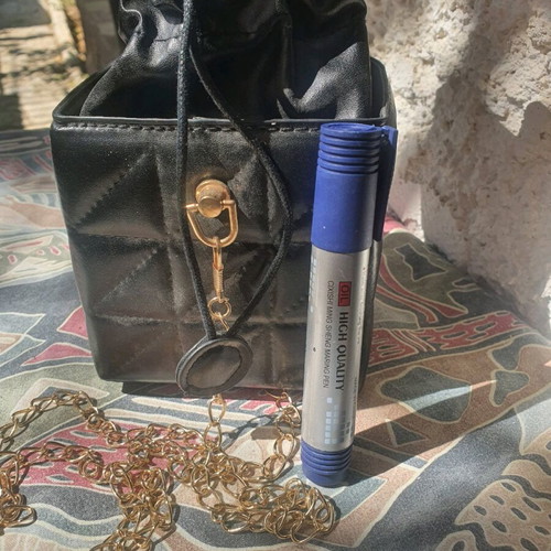 Pouch Bag Like New Black With Gold Chain