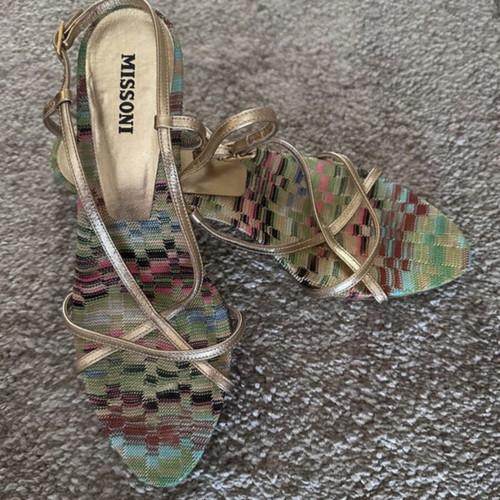Missoni sandals like new, gold leather, size 37.5, 6cm heel