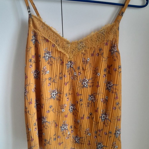 Lingerie-style top like new, colorful yellow, size S