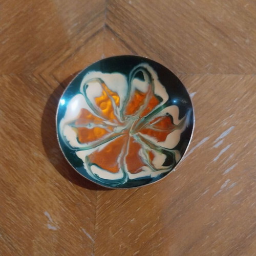 Small handmade copper plate used with enamel
