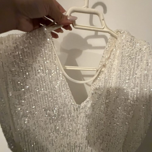 Zara sequined dress white like new, size L