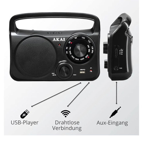 Akai APR-85BT portable analog radio with Bluetooth