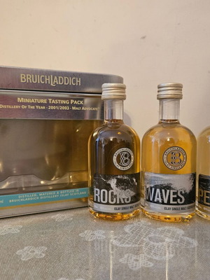 Bruichladdich set 3 whisky miniatures Rocks Waves Peat new