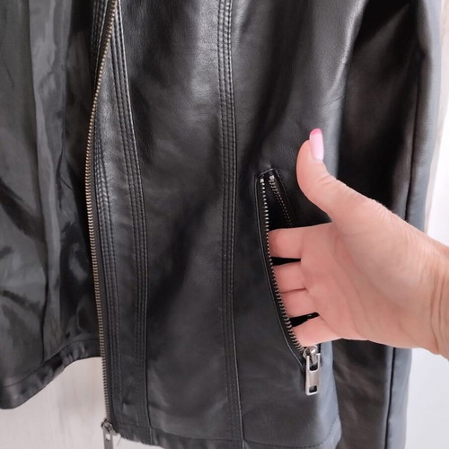 Pink Woman faux leather jacket size M like new, black