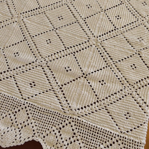 Knitted handmade blanket 200x250 used, beige