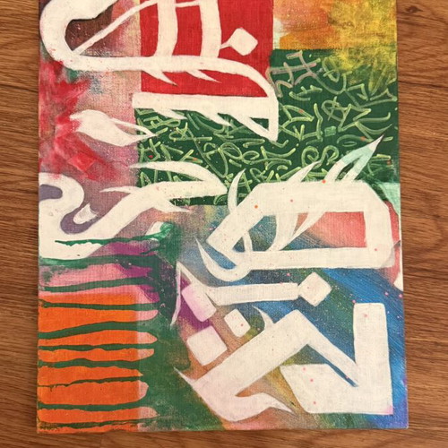 Graffiti canvas painting like new, handmade colorful design