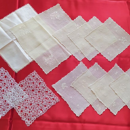 Vintage collection of 40 used embroidered linens