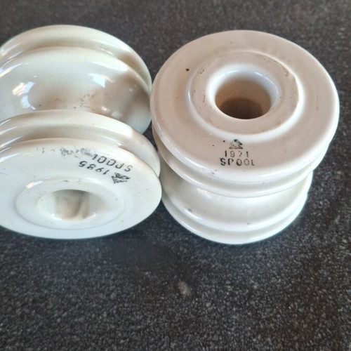 Insulators used, set of two, 7.5 cm diameter