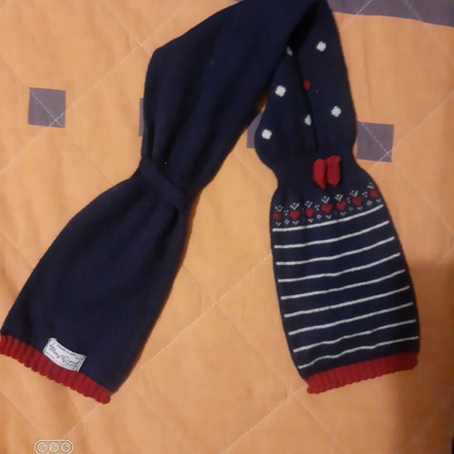 Children's hat and scarf set used, dark blue