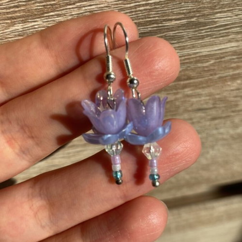 Handmade earrings in purple and turquoise shades inspired by Barbie's Swan Lake