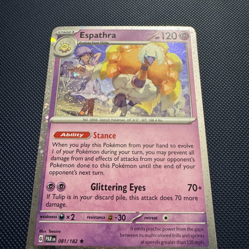 Espathra PAR 081 Pokemon Card new, Nm cosmo holo