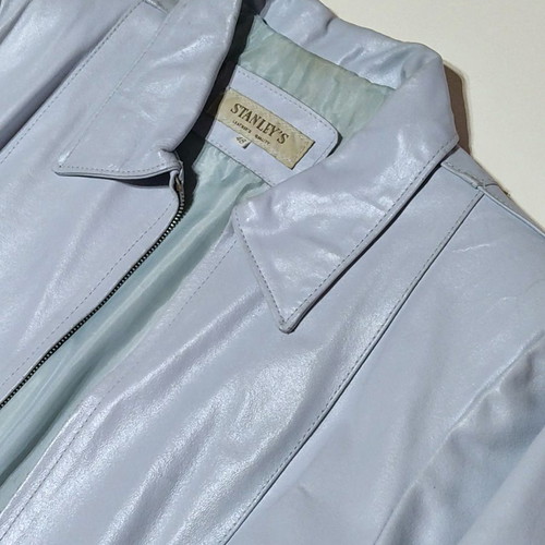 Leather jacket blue used, size 48