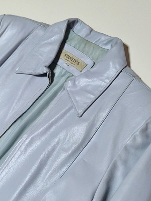 Leather jacket blue used, size 48