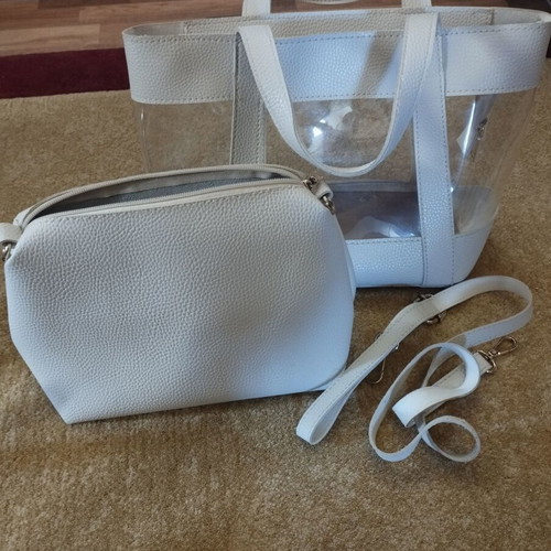 Handbag and crossbody bag used, white with transparency