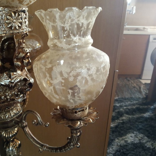 Floor lamp used, gold-bronze color, height 1.60 m