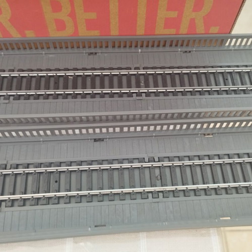 HO scale railway switch parts with bridge pieces and direction change base