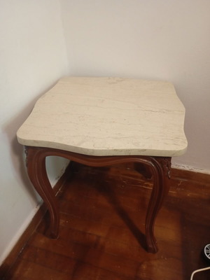 Vintage tables with wooden legs and marble top, like new