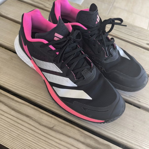 Adidas Defiant Speed 2 all court tennis shoes used, size 43 1/3, black and white