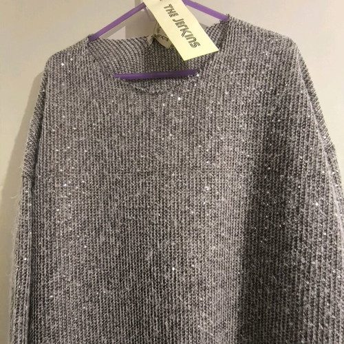 The Jerkins knitted dress new with fringes, gray multicolor one size