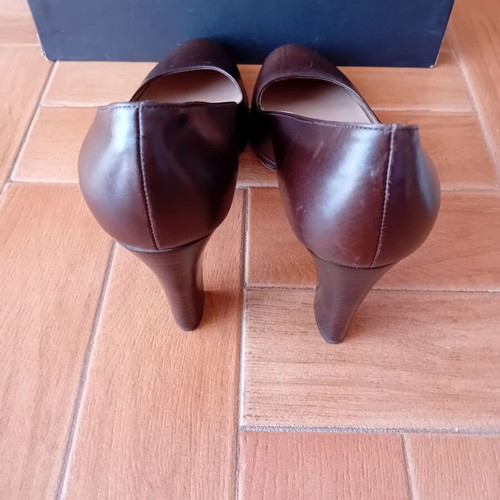 Kalogirou women's brown leather pumps size 9, new, 9 cm heel