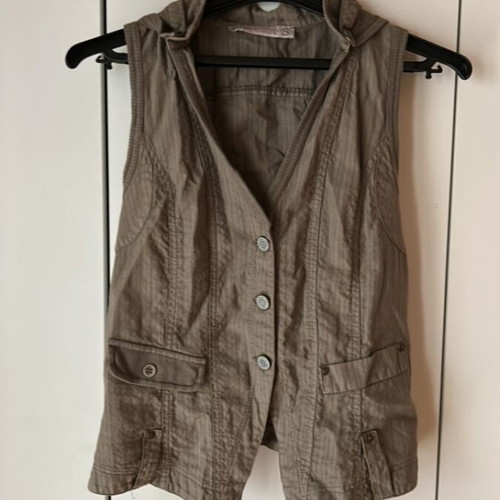 Attrattivo sleeveless vest used, brown and green