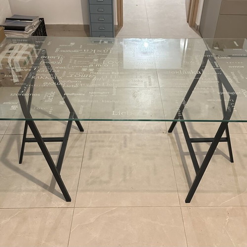 Glass desk used, dimensions 80x150 cm