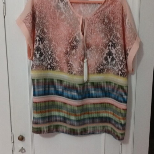 Blouse with short sleeves used, multicolor, size S