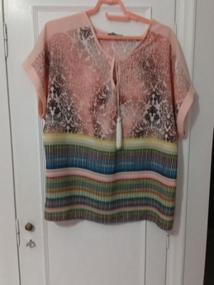 Blouse with short sleeves used, multicolor, size S