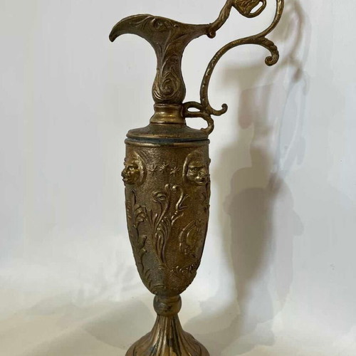 Vintage bronze decorative pitcher with baroque reliefs